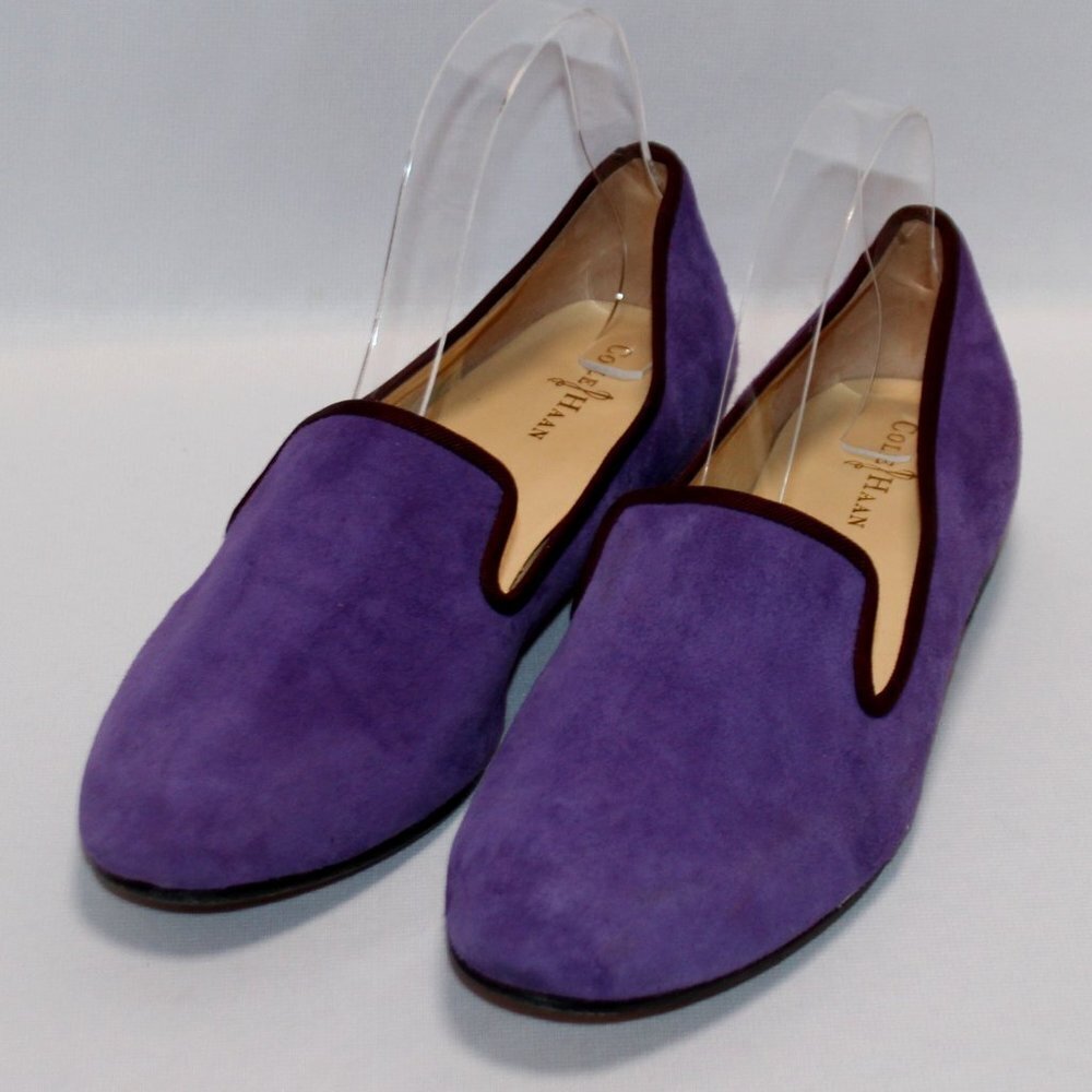 Cole Haan Nike Air Purple Suede Leather Flats with Black Trim.